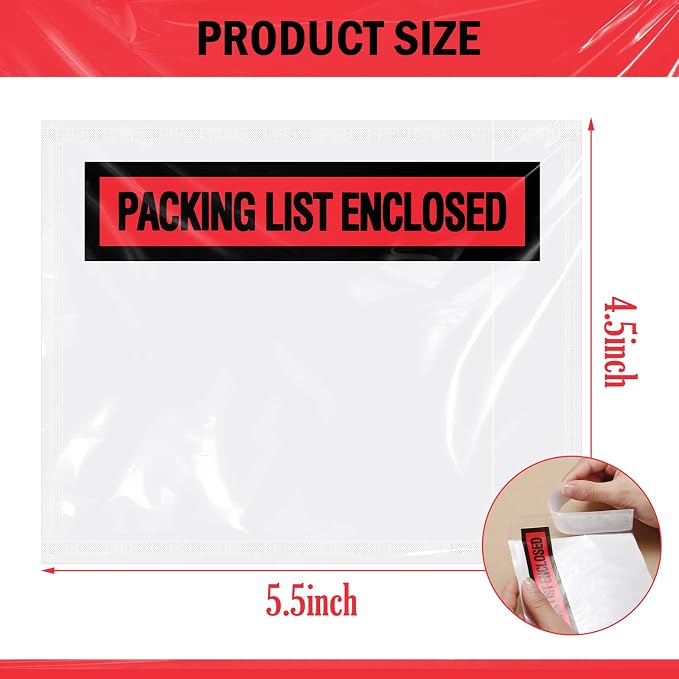 Teling 1000 Pcs Packing Slip Envelope Pouches Clear Self Adhesive Shipping - Image 3