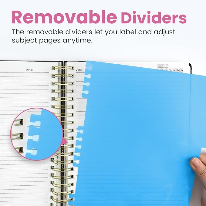 Large Lined Spiral Journal for Women Cute Hardcover 5 Subject Notebook for Work - Image 4