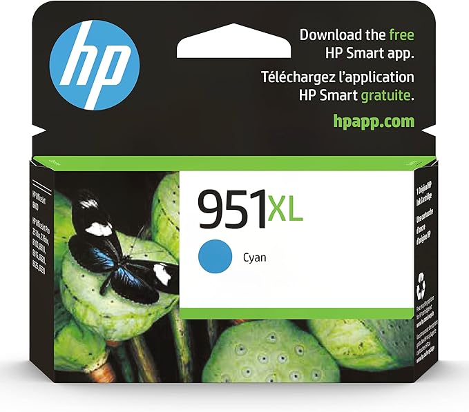 HP 951XL Cyan High-yield Ink Cartridge for HP Printers | Works with Printer Series: OfficeJet 8600, Pro 251dw, 276dw, 8100, 8610, 8620, 8630 | Eligible for Instant Ink | CN046AN-DeskLoop Office