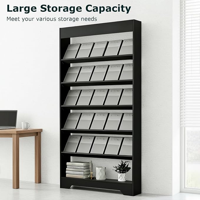 LHIUGE 6-Layer Brochure Display Rack, Freestanding Wooden Magazine Rack - Image 5