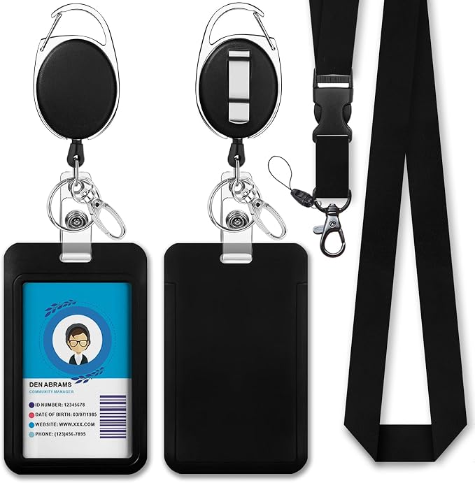Giancomics Black Lanyards for Id Badges, ID Badge Holder by Giancomics
