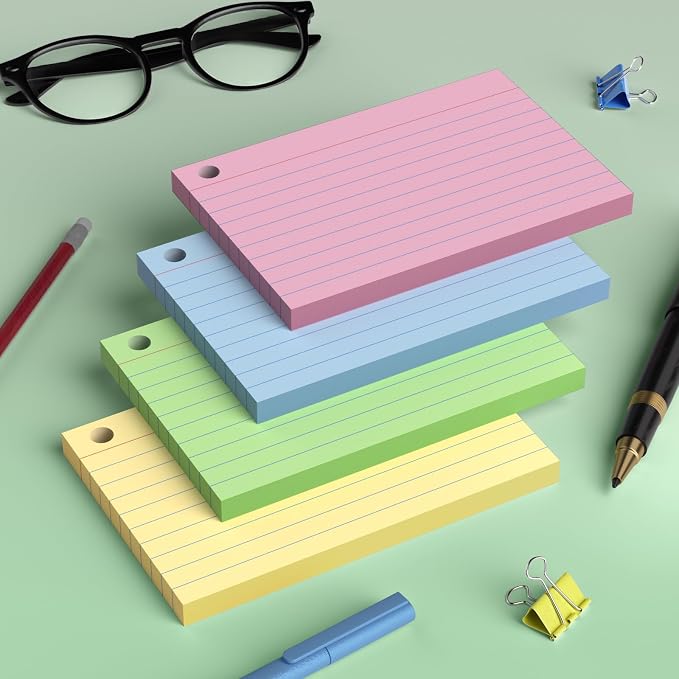 Index Cards 4x6 with Ring, 160 Sheets, Ruled Colored Flash Cards - Image 3