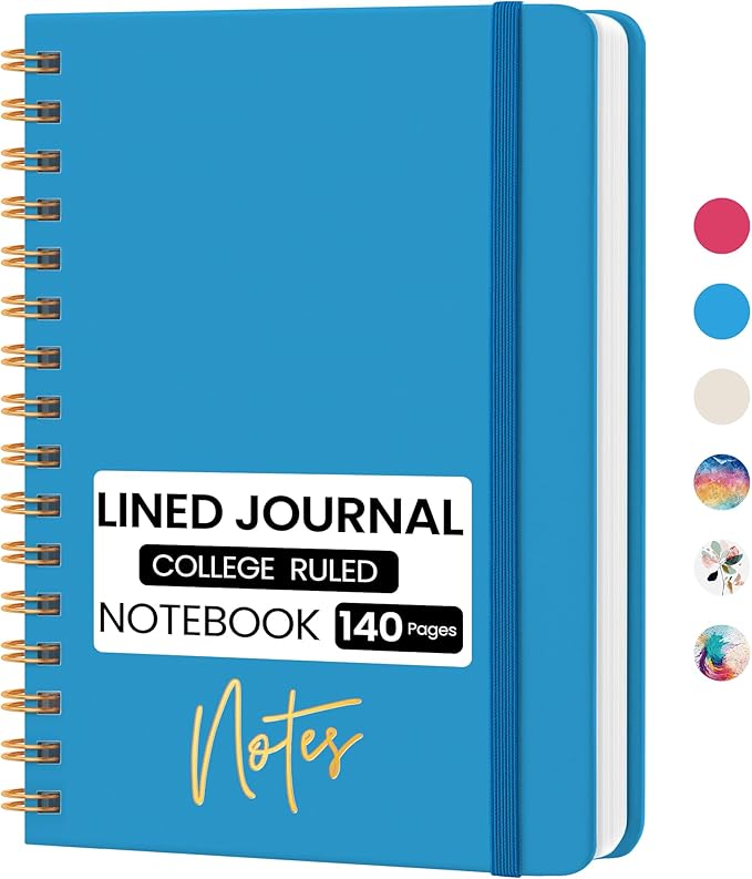 CICPAP Lined Spiral Journal Notebook, A5 College Ruled Notebook by CICPAP