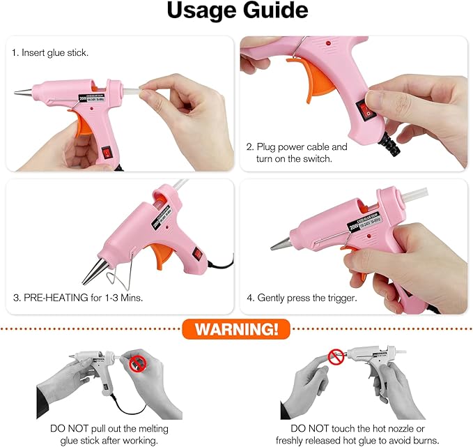 Mini Hot Glue Gun, Hot Melt Gun with 30 Glue Sticks for Arts Crafts, Mini Glue Gun Kit for Kids School Craft and Quick Home Repairs (Multicolored, 20W, 8 Pieces)-DeskLoop Office
