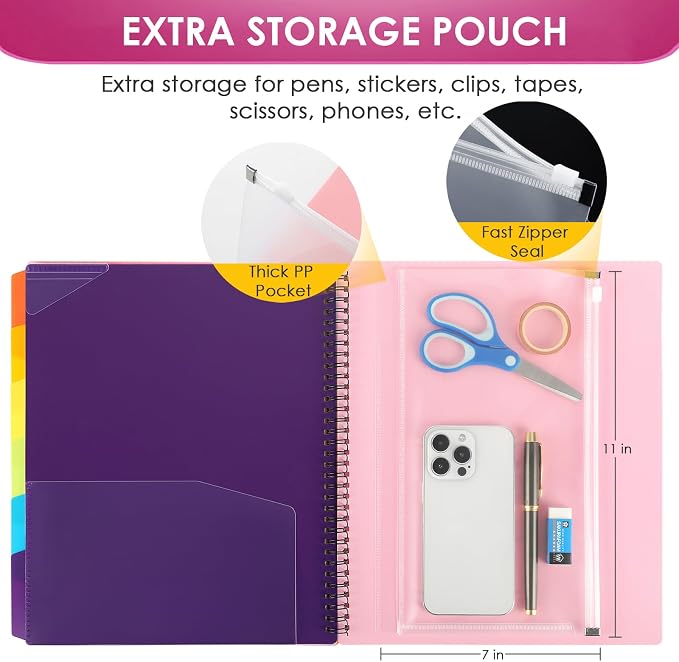 KTRIO 12 Pocket Project Organizer, Letter Size Spiral Binder, Letter Size Fit - Image 3