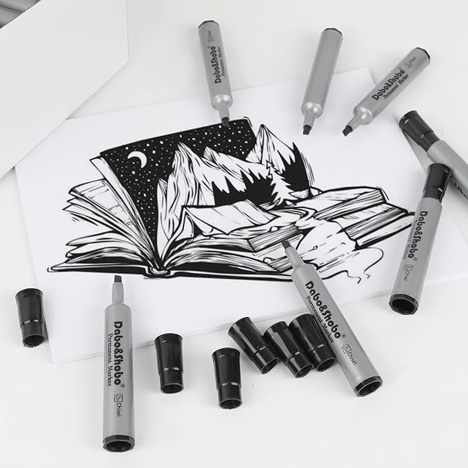 Dabo&Shobo 72 Pack Permanent Markers, Chisel Point, Quick Drying Ink, Works on - Image 6