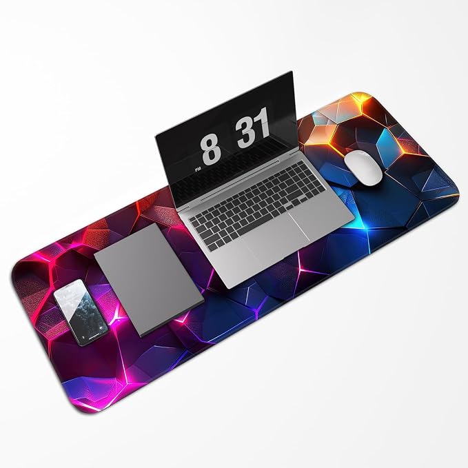 Gaming Mouse Pad, Geometric Design, Non-Slip Rubber Bottom, Stitched Edges - Image 5