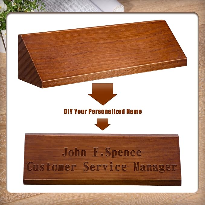 Eersida 2 Pcs Blank Business Wood Name Plate - Image 3
