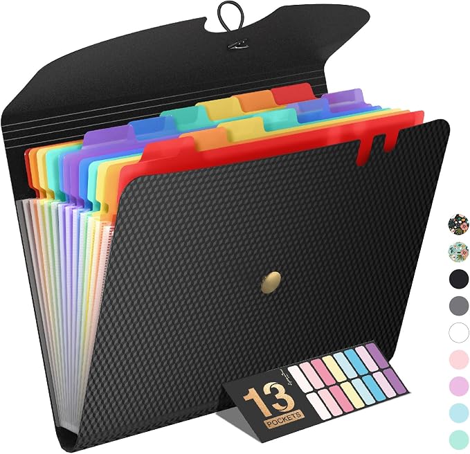 Sooez Expanding File Folder, 13 Pocket Accordion File Organizer, Monthly by Sooez