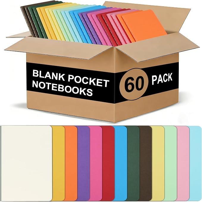ZCZN 60 Pack Mini Pocket Notebooks Bulk, 3.5 X 5.5 Inches Mini Journals by ZCZN