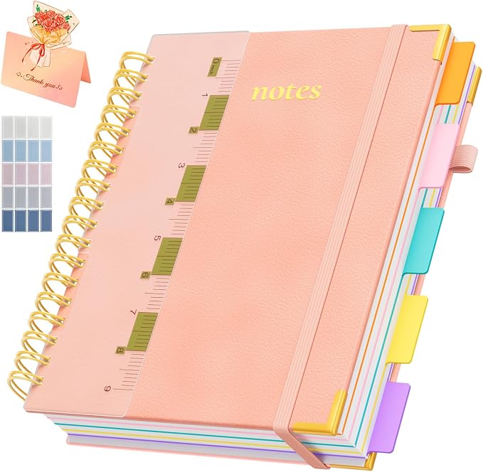 XYark B5 Hardcover Spiral Notebook, 5 Subject Notebook 300 Pages, Lined Journal by XYark