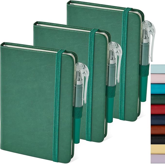 NIRMIRO 3 Pack Pocket Notebook Journals, Mini Small Leather Lined Journal by NIRMIRO