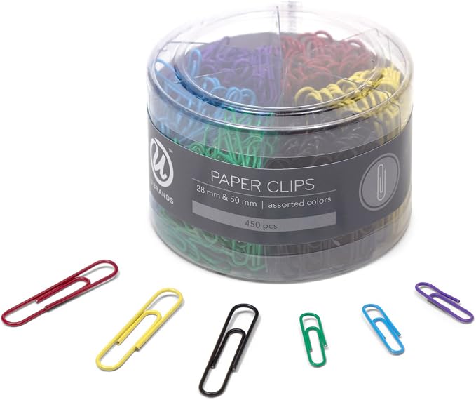 U Brands Paper Clips, Medium 1-1/8-Inch and Large 2-Inch Sizes, 450-Count by UBrands