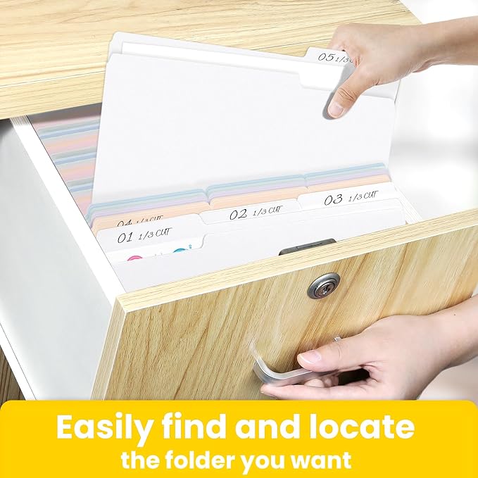 SUNEE File Folders, 120 Pack Manilla Folders 8.5 x 11, 1/3 Cut Tab - Image 5