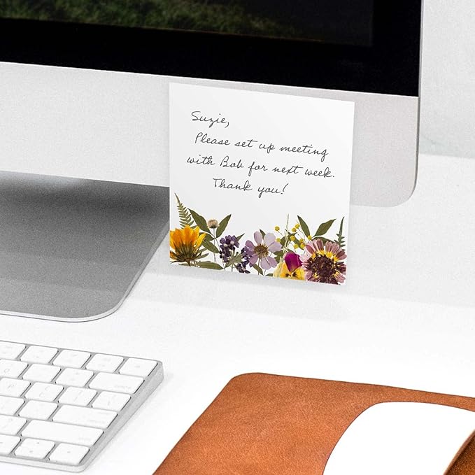 Wildflower Sticky Note Pads / 3" x 3" Botanical Sticky Notes/Set of 6 Pads / 50 Sheets Per Pad/Three Unique Designs/Made in The USA-DeskLoop Office