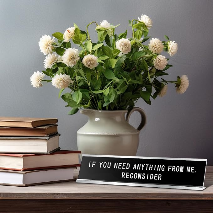 Menkxi Funny Desk Signs for Office, Novelty Nameplate Office Decor Black Desk - Image 4