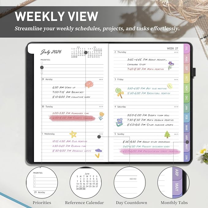 Academic Planner 2026-2027, Weekly and Monthly Academic Year Calendar Planner - Image 4