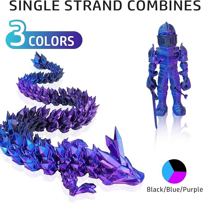 LOVOON 3D PLA Printer Filament 1.75mm, Silk Tricolors PLA Blue/Black/Purple - Image 3