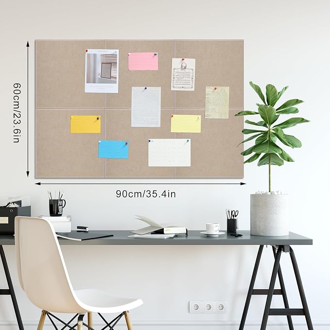Large Cork Board 36" x 24", 6 Pack Felt Bulletin Board - Image 2