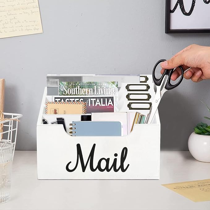 Rustic Wood Mail Organizer Countertop - Image 2