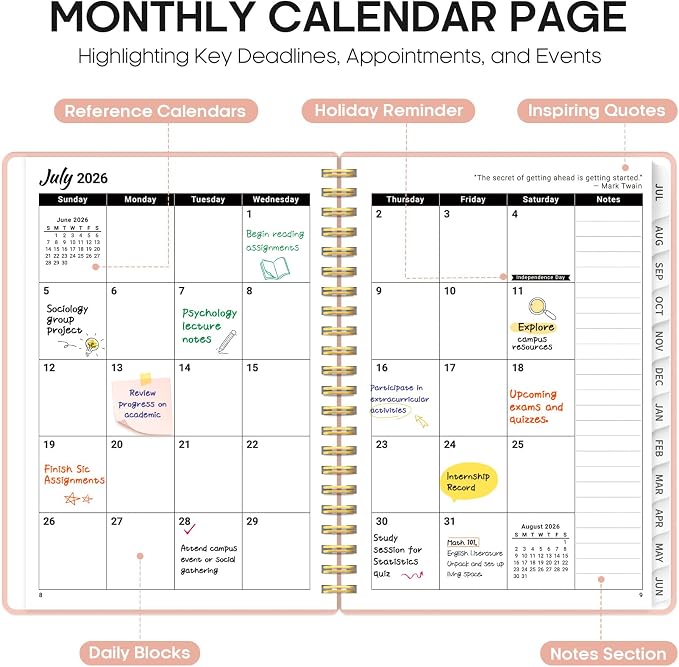 Planner 2026-2027, 6.3" x 8.5" Weekly and Monthly Academic Year Planner Calendar - Image 2