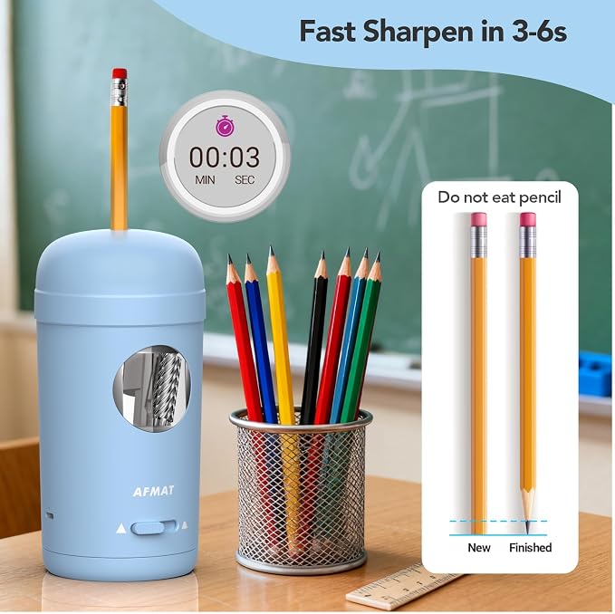 AFMAT Electric Pencil Sharpener, Fully Automatic Pencil Sharpener - Image 7