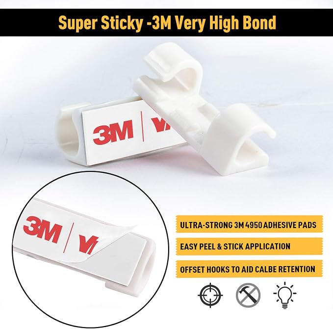 Cable Clips with Strong Self-Adhesive, XIAOXI Cable Management TV PC Wire - Image 2