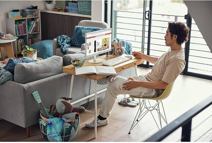 HP 2025 New 22 Inch All-in-One Desktop Computer • 8GB RAM • 128GB PCIe SSD • Intel CPU • Ultra-Quiet Design • Microsoft Office Trial • Wi-Fi 6 • White KB & Mouse • WOWPC Recovery USB • Windows 11-DeskLoop Office