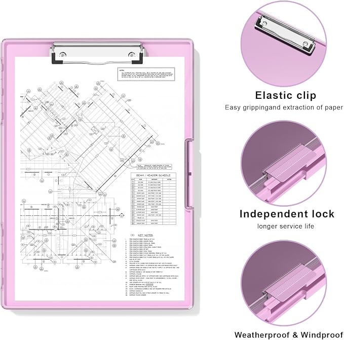 Hongri Clipboard with Storage, PalePink 8.5 x 11 Folder Nursing Side Opening - Image 3