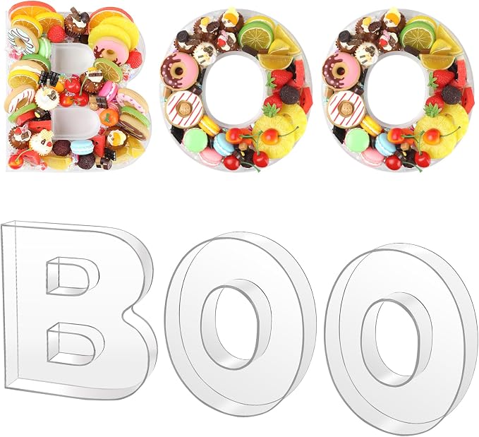 3 Pcs Boo Letters Food Tray, Reusable Board Display by Esmorah