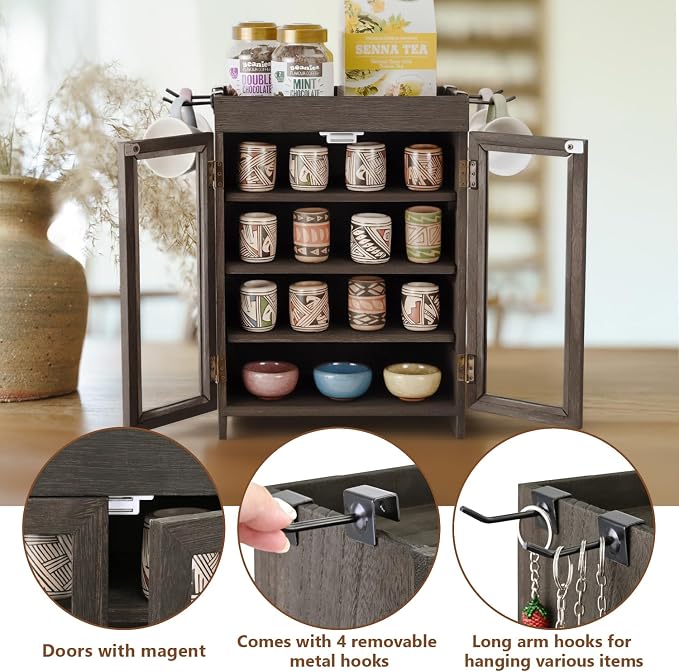 Ikee Design Small Wooden Countertop Storage Cabinet - Image 4