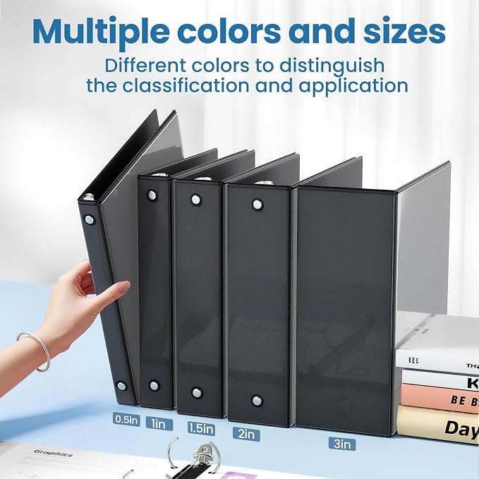 SUNEE 3 Ring Binders 1/2 Inch 12 Pack - Image 5