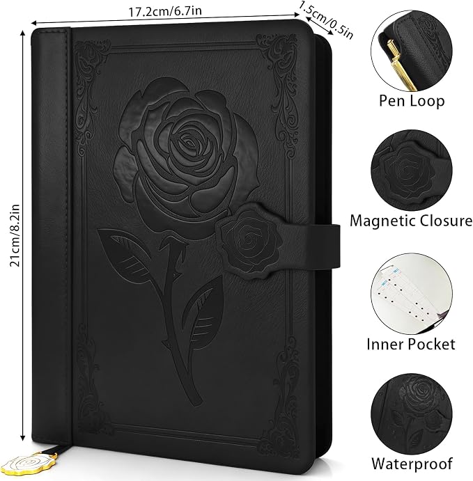 Aocii leather Journal for Women, A5 lined Daily Journal Notebook, Bullet - Image 2