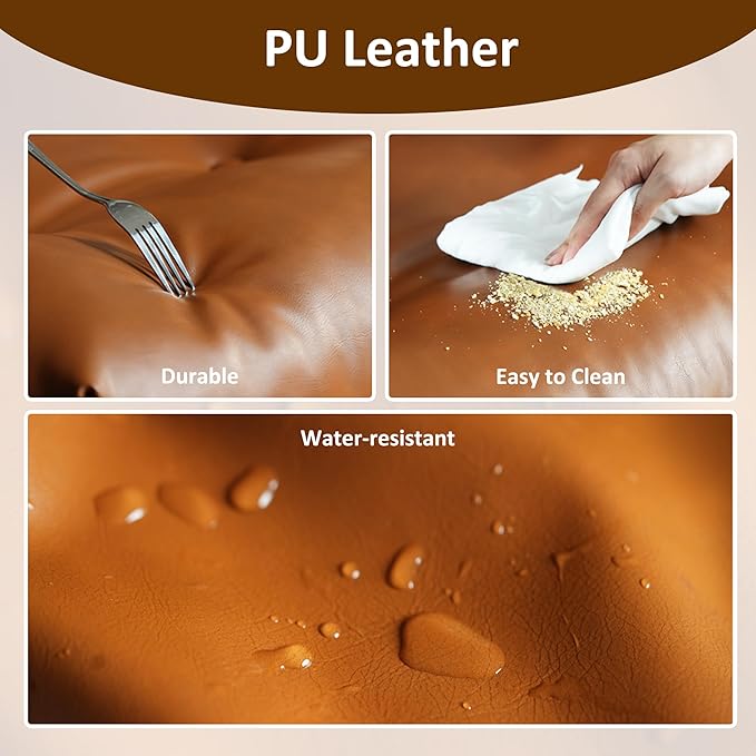 Faux Leather Executive Office Chair - Big and Tall Ergonomic Home Office Chair,Reclining Computer Desk Chair with Lumbar Support,Adjustable Task Chair Swivel Rolling PC Chair with Wheels,Browm,PU-DeskLoop Office