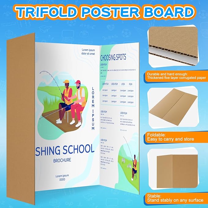 WinTS 18 PCS 36 x 48 Trifold Poster Board White Foldable Trifold Poster Boards Bulk for Science Fair,School Projects,Presentations,Exhibitions-DeskLoop Office