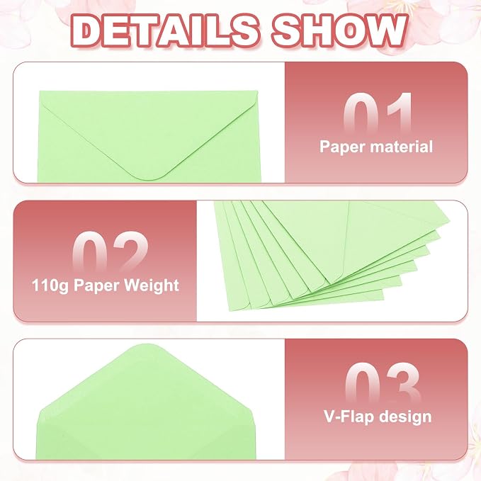 PATIKIL 7x5 Inch Invitation Envelopes, Light Green - Image 4