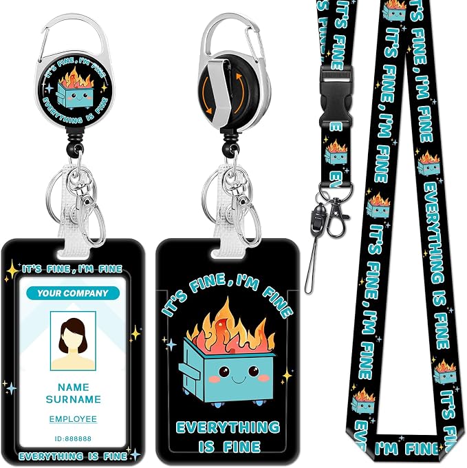 Hancynir Lanyards for Id Badges, Dumpster on Fire Badge Holder by Hancynir