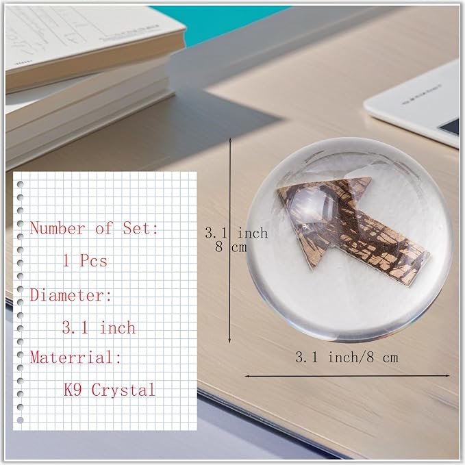 Bluwtoclan Crystal Magnifying Paperweight, 3.1 inch Clear Dome Paper Weight - Image 2