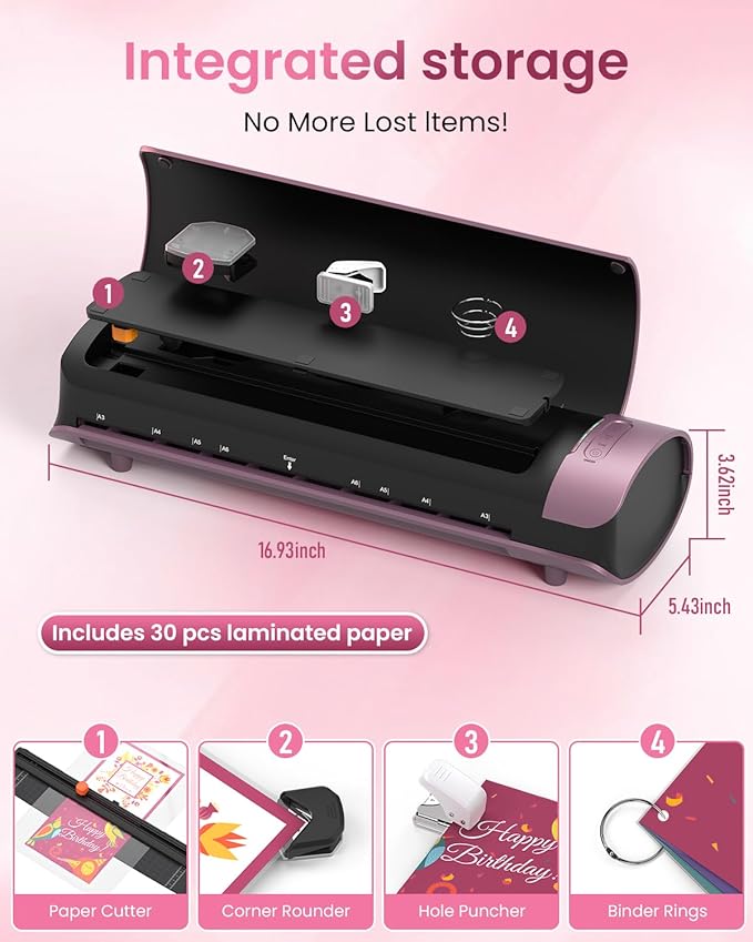 Laminator Machine Thermal Laminating Machine with Sheets 11x17 Personal Laminator for Teachers, 13 Inch Lamination Machine 60S Warm Up Office Presentation laminators, A3 Portable Paper Laminate Kit-DeskLoop Office