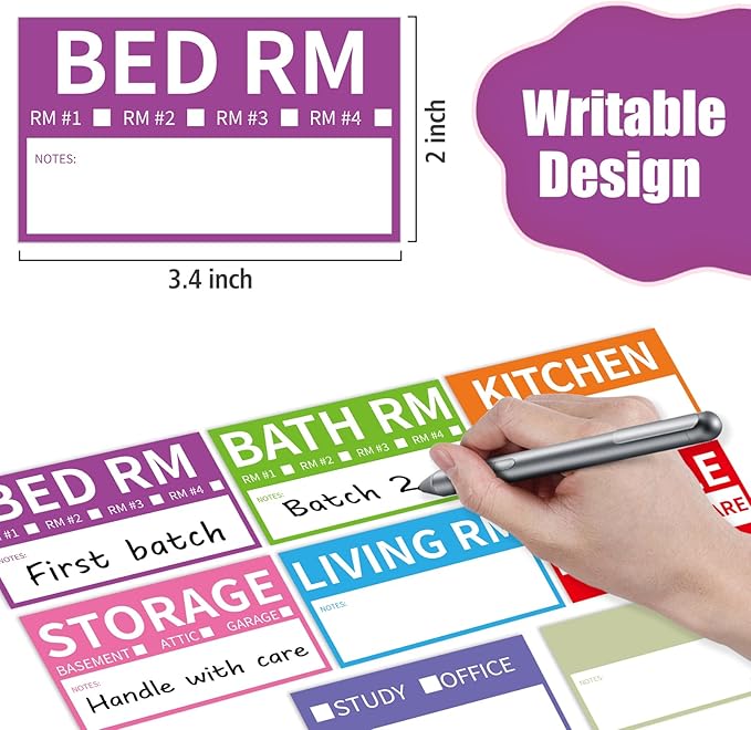 510 Home Moving Labels, 3.4 x 2 inches, 8-Color Coded Packing Box Stickers - Image 4