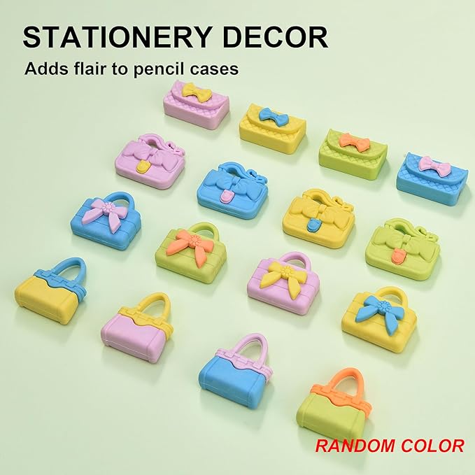 24Pcs Cute Bag Shape Erasers for Girls Kids, Fun Handbag Pencil Erasers for School Classroom Supplies Birthday Party Favors-DeskLoop Office