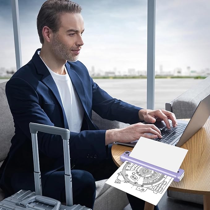 Rongta Portable Printers Wireless for Travel, WiFi & Bluetooth Mobile Printer, Thermal Inkless Printer for School/Office/Home Use, Compatible with Android,iOS & Laptop (Purple)-DeskLoop Office