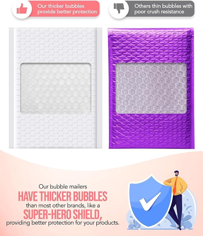 GSSUSA White Bubble Mailers 6X10 Inches 500 Pack, Padded Poly Bubble Mailer - Image 4