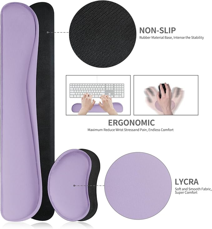 Mouse and Keyboard Pad, 3-in-1 Desk Mat Set, Wrist Rest - Image 4
