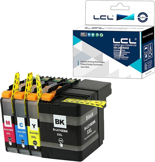 LCL Compatible Ink Cartridge Replacement for Brother LC10E LC10EBK LC10EC LC10EM LC10EY XXL High Yield MFC-J6925DW (Black Cyan Magenta Yellow 4-Pack)-DeskLoop Office