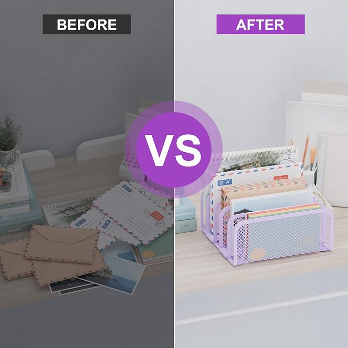 Mail Organizer Countertop, Metal File Holder - Image 4