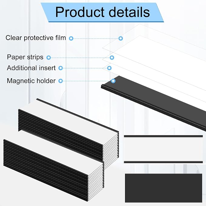 Gueevin 30 Pcs Magnetic C Channel Label Holders 3 x 8 Inch Label Holders Magnet - Image 4