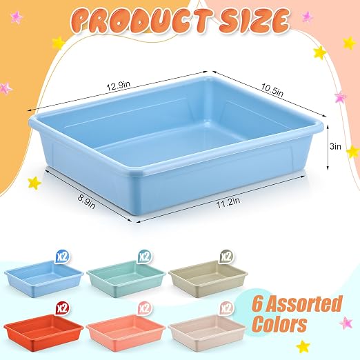 Affrolling 12 Pack Letter Size Flat Storage Tray, Stackable Plastic Organizer - Image 2