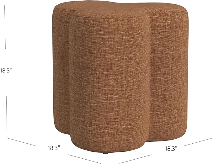HomePop Upholstered Clover Shaped Ottoman Home Décor|Foot Rest Ottoman - Rust Orange Chenille-DeskLoop Office