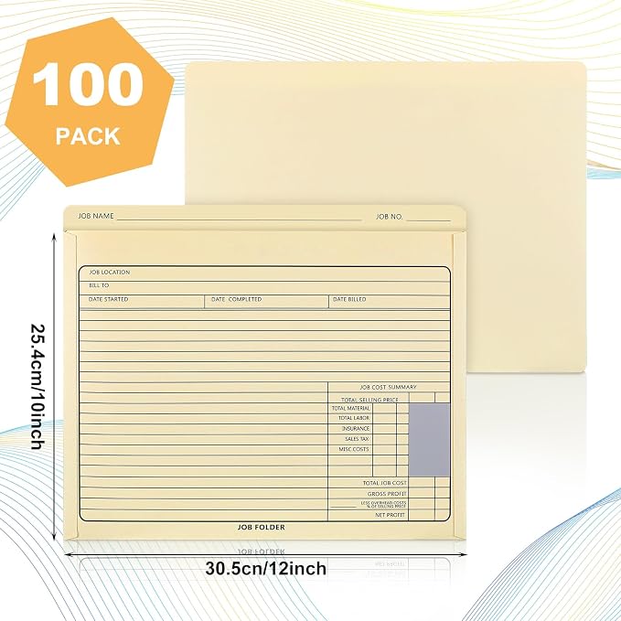 Affrolling 100 Pack Job Folders Manila File Jacket 10'' x 12'' Preprinted to - Image 2